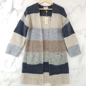 ANTHROPOLOGIE Pepin Striped Long Open Cardigan